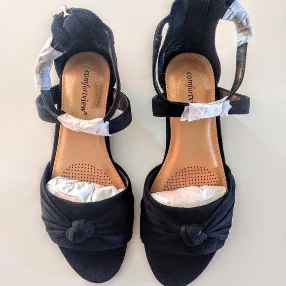Comfortview Austen Micro Black Sandals Size 8M - Picture 2 of 8